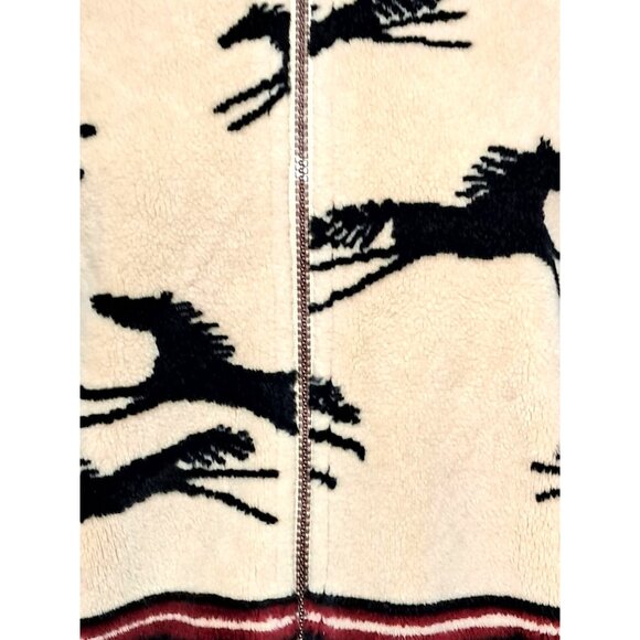 Vintage Horse Print Fleece Jacket Womens Size L by Tsunami Aztec Southwestern - Picture 2 of 13